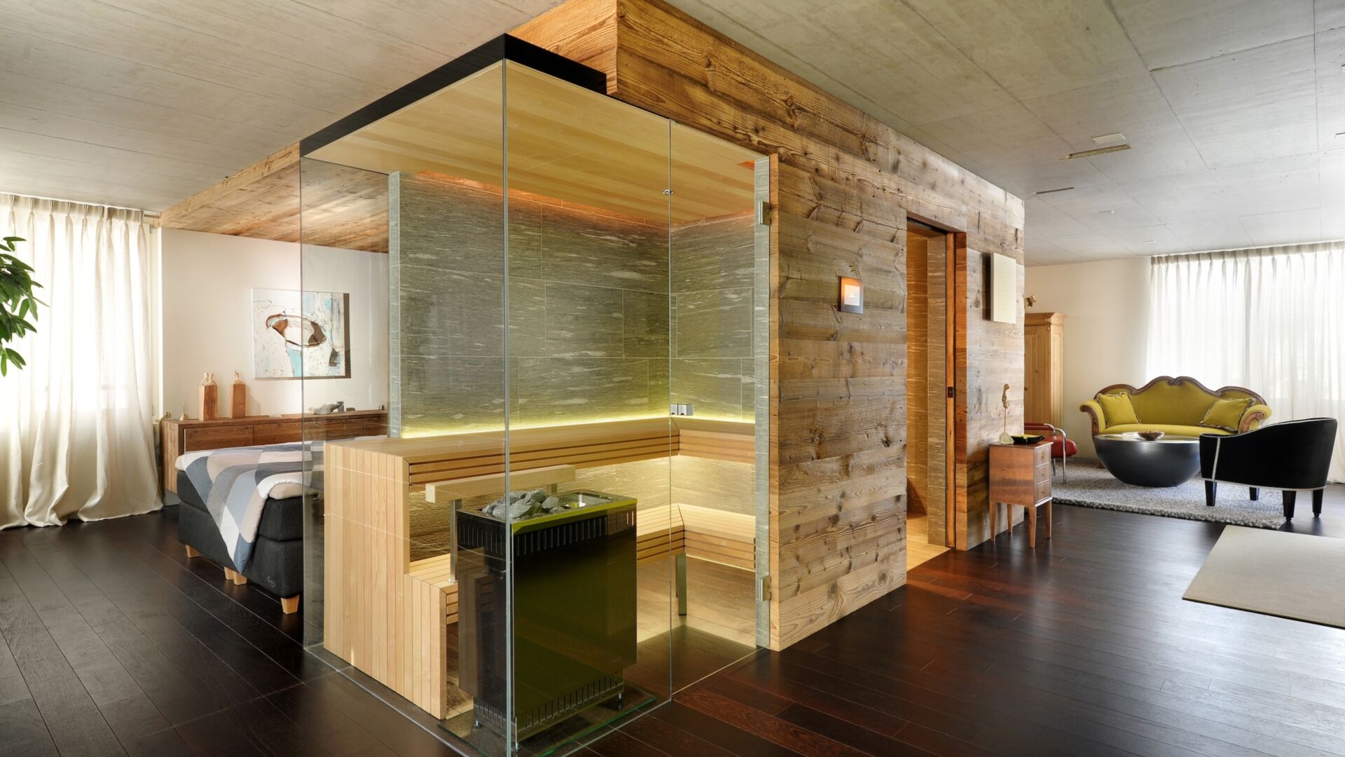 Kueng wellness sauna wohnzimmer