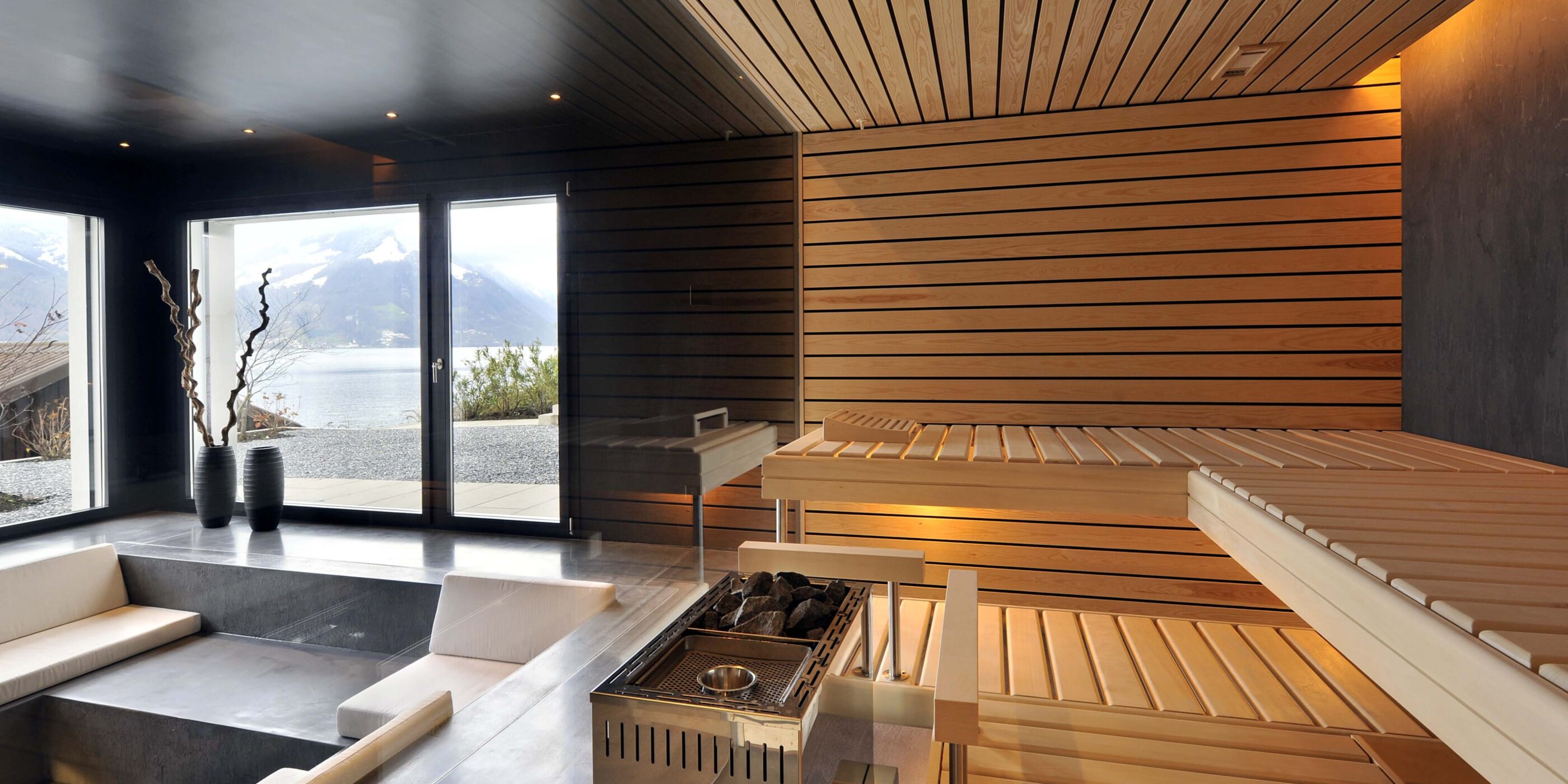 Kueng sauna wellness ofen glasfront ofenschutz