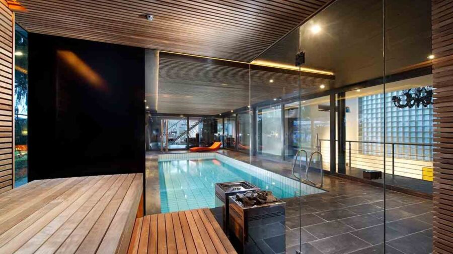 Kueng wellness Sauna Bio Sauna thermobehandeltes Espenholz Designofen 02