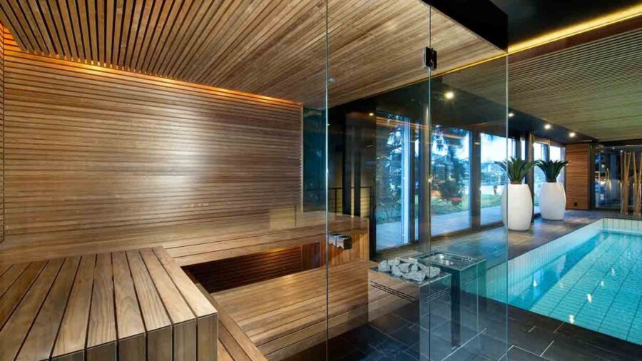 Kueng wellness Sauna Bio Sauna thermobehandeltes Espenholz Designofen 04