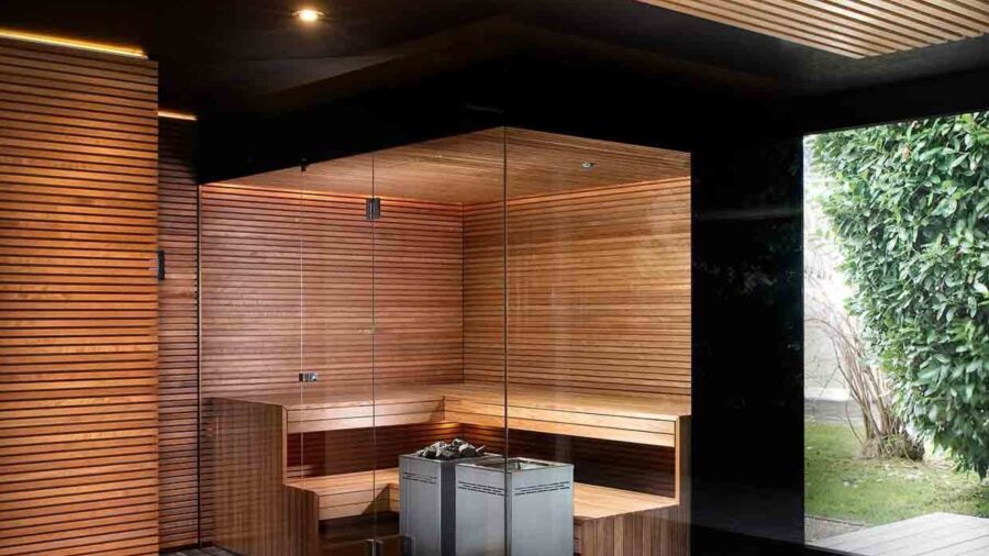Kueng wellness Sauna Bio Sauna thermobehandeltes Espenholz Designofen 06