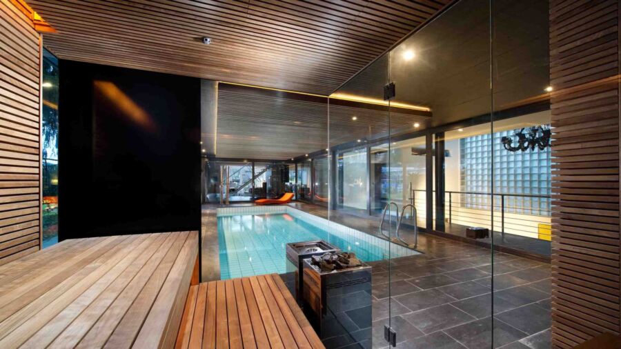 Kueng wellness Sauna Bio Sauna thermobehandeltes Espenholz Designofen 08