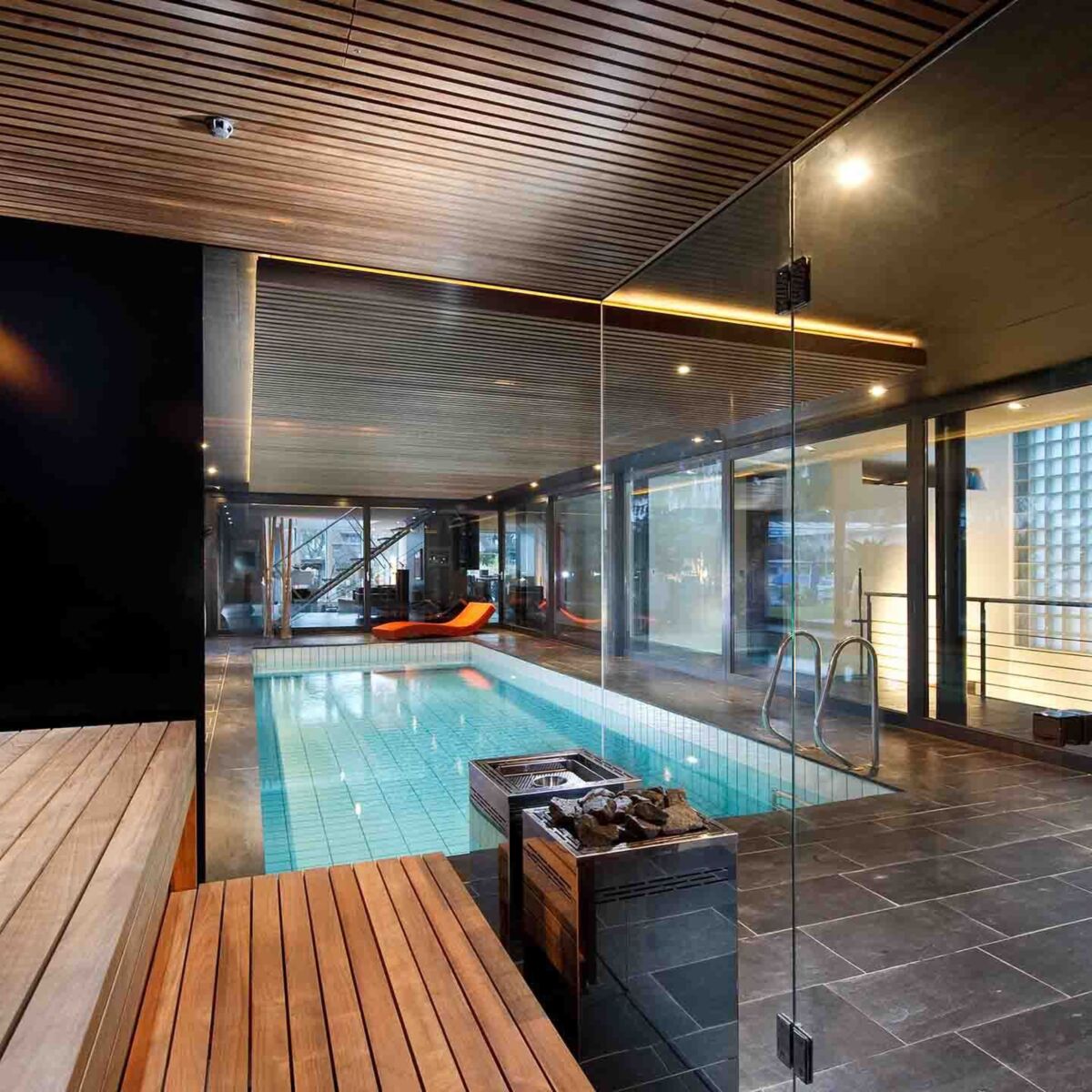 Kueng wellness Sauna Bio Sauna thermobehandeltes Espenholz Designofen 08