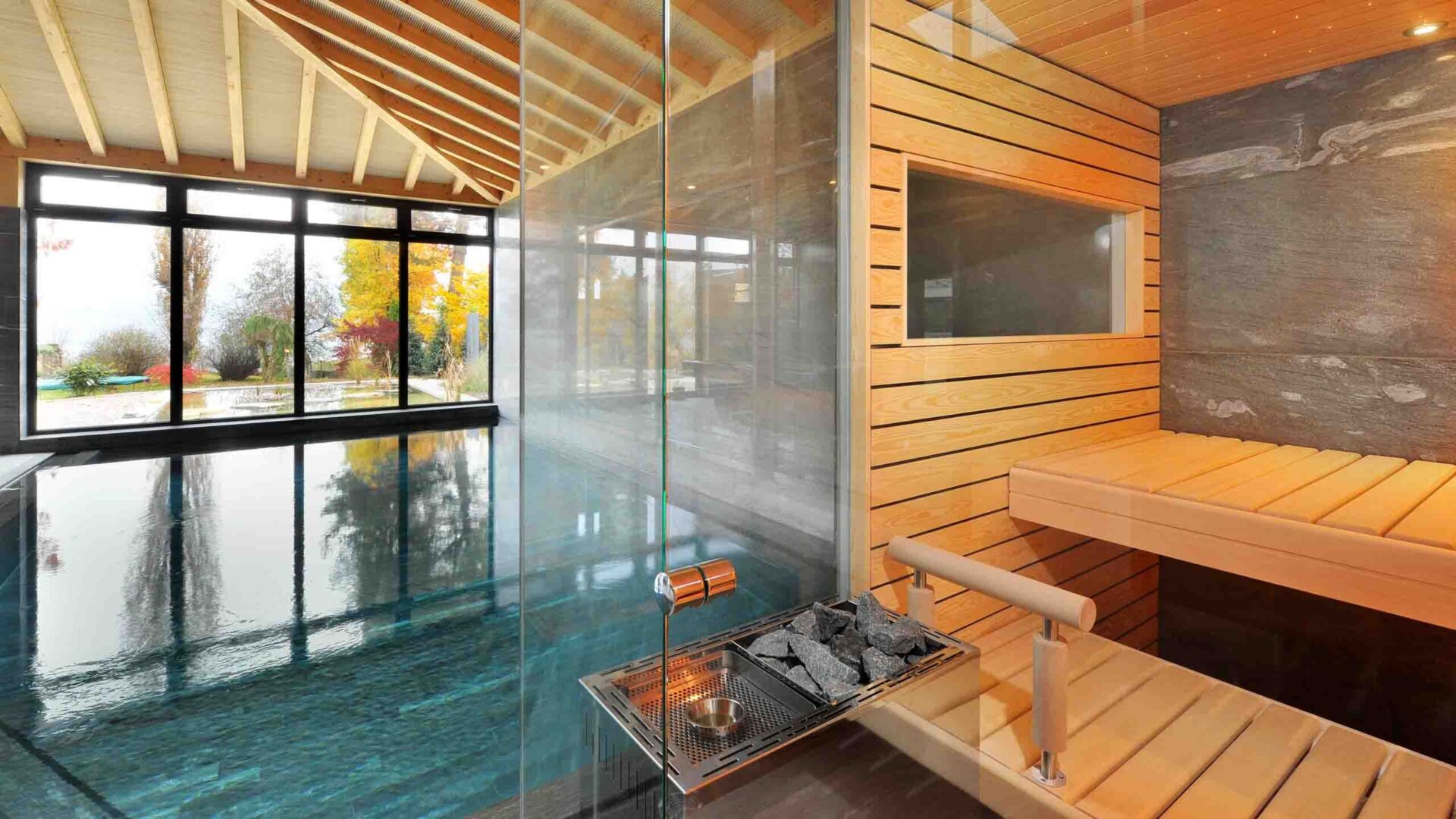 Kueng sauna welness solitaer privatespa pool indoor valserquarzit 3
