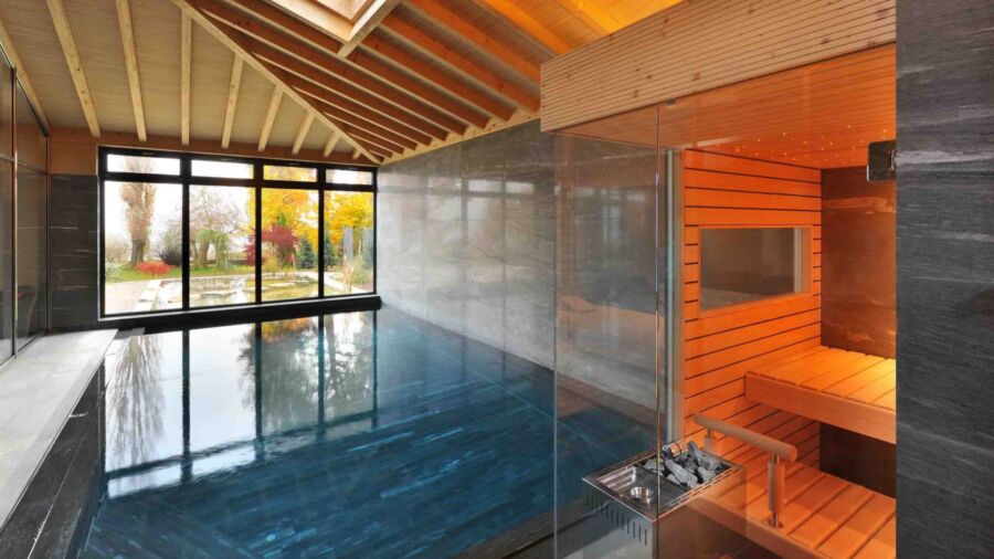 Kueng sauna welness solitaer privatespa pool indoor valserquarzit 4