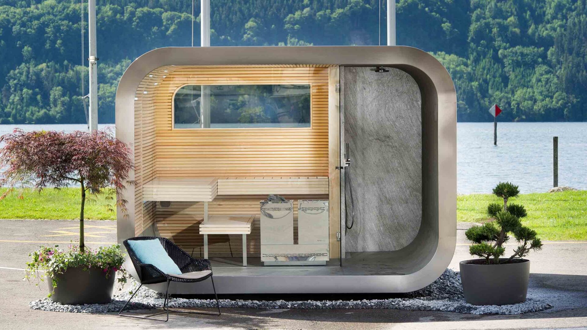 Kueng sauna wellness omnia outdoor frontview