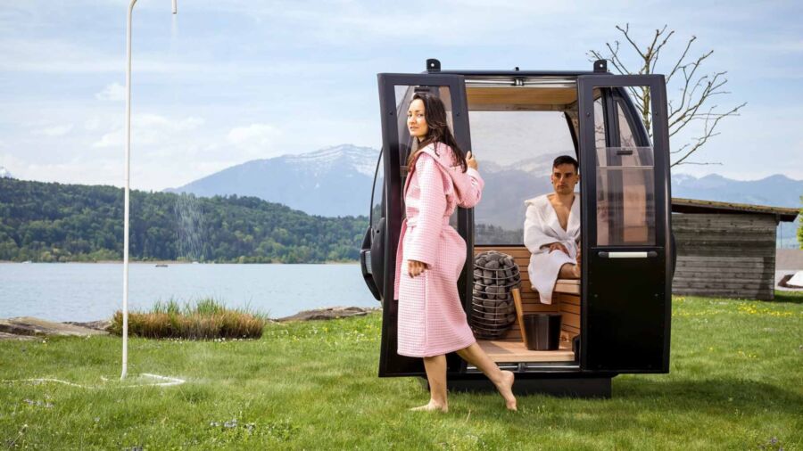 Kueng sauna wellness saunagondel outdoor withmodels 1