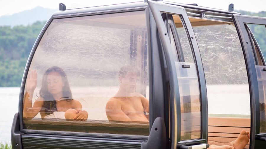 Kueng sauna wellness saunagondel outdoor withmodels 3