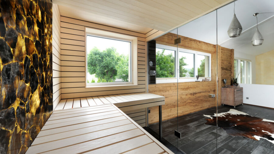 Kueng wellness gefederte liegen holz innensauna